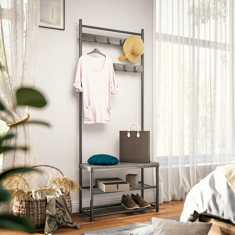 Mercury Row Allenton Iron Hall Tree with Bench and Shoe Storage